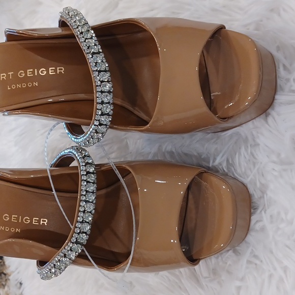 Kurt Geiger London Duke Platform Rhinestone Jeweled Peep Toe Sandals NEW - Picture 5 of 12